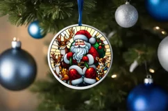 Stained Glass Christmas Round Ornament Sublimation Product Image 4
