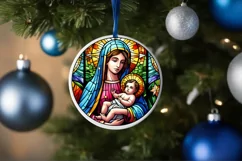 Stained Glass Christmas Round Ornament Sublimation Product Image 4