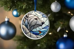 Stained Glass Christmas Round Ornament Sublimation Product Image 4
