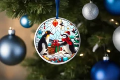 Stained Glass Christmas Round Ornament Sublimation Product Image 4