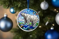 Stained Glass Christmas Round Ornament Sublimation Product Image 4