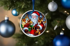 Stained Glass Christmas Round Ornament Sublimation Product Image 4
