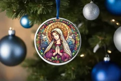 Stained Glass Christmas Round Ornament Sublimation Product Image 4