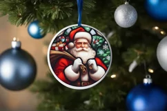 Stained Glass Christmas Round Ornament Sublimation Product Image 4