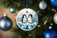 Stained Glass Christmas Round Ornament Sublimation Product Image 4
