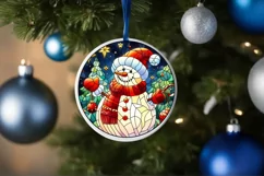 Stained Glass Christmas Round Ornament Sublimation Product Image 4