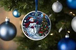 Stained Glass Christmas Round Ornament Sublimation Product Image 4