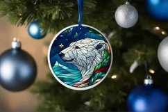 Stained Glass Christmas Round Ornament Sublimation Product Image 4