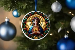 Stained Glass Christmas Round Ornament Sublimation Product Image 4