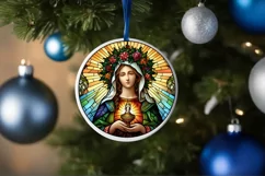 Stained Glass Christmas Round Ornament Sublimation Product Image 4