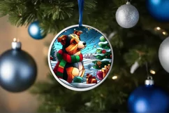 Stained Glass Christmas Round Ornament Sublimation Product Image 4