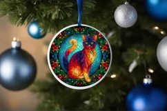Stained Glass Christmas Round Ornament Sublimation Product Image 4
