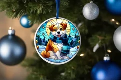 Stained Glass Christmas Round Ornament Sublimation Product Image 4