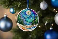 Stained Glass Christmas Round Ornament Sublimation Product Image 4