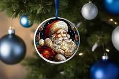 Stained Glass Christmas Round Ornament Sublimation Product Image 4
