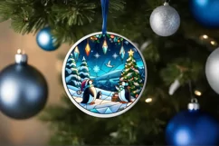 Stained Glass Christmas Round Ornament Sublimation Product Image 4