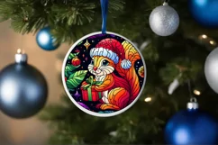 Stained Glass Christmas Round Ornament Sublimation Product Image 4
