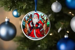 Stained Glass Christmas Round Ornament Sublimation Product Image 4