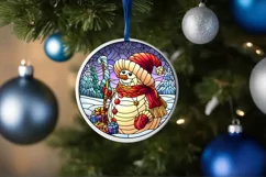 Stained Glass Christmas Round Ornament Sublimation Product Image 4