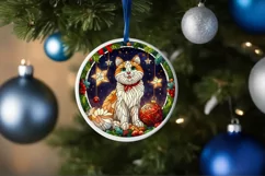 Stained Glass Christmas Round Ornament Sublimation Product Image 4