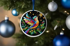 Stained Glass Christmas Round Ornament Sublimation Product Image 4