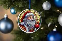 Stained Glass Christmas Round Ornament Sublimation Product Image 4