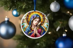 Stained Glass Christmas Round Ornament Sublimation Product Image 4