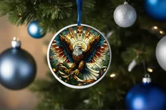 Stained Glass Christmas Round Ornament Sublimation Product Image 4
