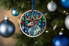 Stained Glass Christmas Round Ornament Sublimation Product Image 4