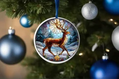 Stained Glass Christmas Round Ornament Sublimation Product Image 4