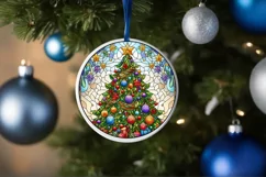 Stained Glass Christmas Round Ornament Sublimation Product Image 4