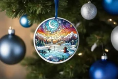 Stained Glass Christmas Round Ornament Sublimation Product Image 4