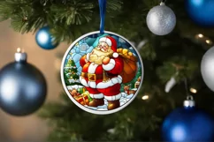 Stained Glass Christmas Round Ornament Sublimation Product Image 4