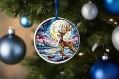 Stained Glass Christmas Round Ornament Sublimation Product Image 4