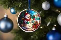 Stained Glass Christmas Round Ornament Sublimation Product Image 4