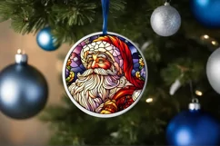 Stained Glass Christmas Round Ornament Sublimation Product Image 4