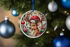 Stained Glass Christmas Round Ornament Sublimation Product Image 4