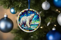 Stained Glass Christmas Round Ornament Sublimation Product Image 4