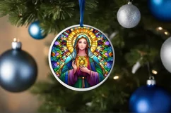 Stained Glass Christmas Round Ornament Sublimation Product Image 4