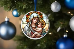 Stained Glass Christmas Round Ornament Sublimation Product Image 4