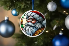 Stained Glass Christmas Round Ornament Sublimation Product Image 4