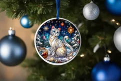 Stained Glass Christmas Round Ornament Sublimation Product Image 4