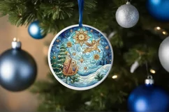 Stained Glass Christmas Round Ornament Sublimation Product Image 4