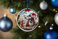 Stained Glass Christmas Round Ornament Sublimation Product Image 4