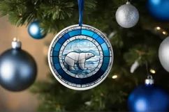 Stained Glass Christmas Round Ornament Sublimation Product Image 4