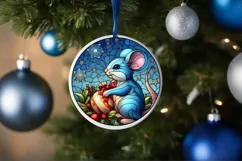 Stained Glass Christmas Round Ornament Sublimation Product Image 4