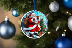 Stained Glass Christmas Round Ornament Sublimation Product Image 4