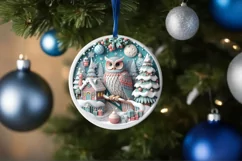 Christmas Round Owl Ornament Sublimation Product Image 4