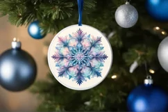Snow Flake Christmas Round Cute Ornament Sublimation Product Image 4
