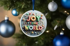 Joy To The World Christmas Round Cute Ornament Sublimation Product Image 4